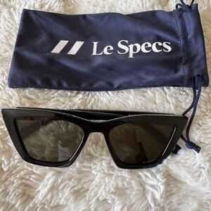 Le Specs Velodrome Black Cat-Eye Sunglasses with Pouch